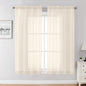 Chyhomenyc Cream Sheer Curtains 45 Inch Long 2 Panels, Short Voile Sheer Drapes by Chyhomenyc