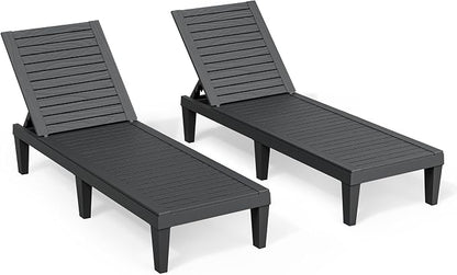 Outdoor Chaise Lounge Chairs Set of 2, 5-Position Adjustable Tanning Lounge by NBYSGO