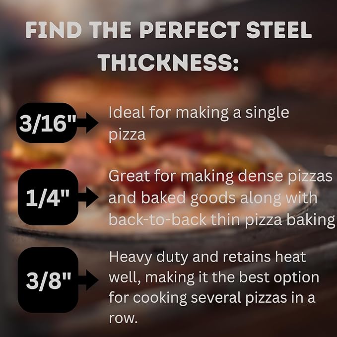 ThermiChef 14" by 20" Pizza Steel (3/16" Standard Thickness) - Multipurpose Cooking Steel for Ovens & Grills - Made in the USA