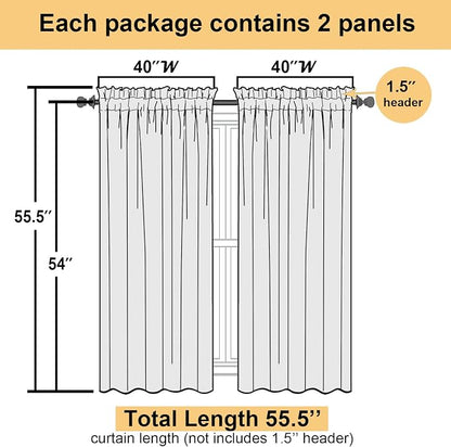 Short Sheer Curtains 54 Inches Length 2 Panels, Light Filtering Voile Curtain - Image 4