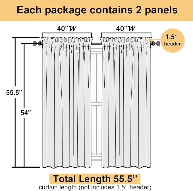 Gold Sheer Curtains 54 Inch Length 2 Panels, Light Filtering Voile Curtain - Image 4