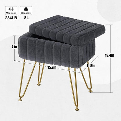 Greenstell Vanity Stool Chair Faux Fur - Image 3