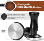 MEION Espresso Tamper 58.5mm Coffee Tamper, Calibrated Dual Spring Loaded Barista Tamper with Stainless Steel Base, Comes with aluminum storage pad (58.5MM, Black)