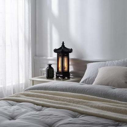 Antique Alive Traditional Korean Wood Lamp | Handmade Asian Oriental Table - Image 9