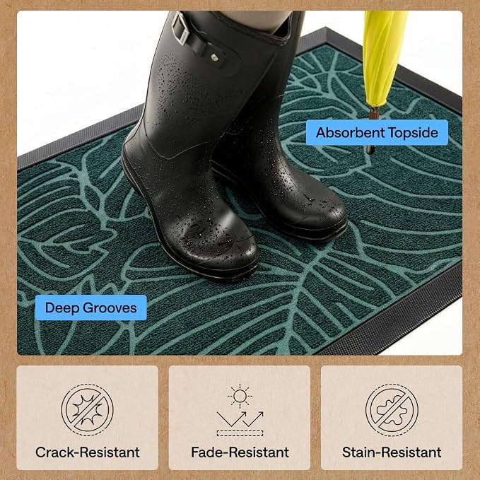 GORILLA GRIP 100% Waterproof All-Season WeatherMAX Doormat 35x23, US Designed - Image 5
