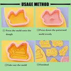 8Piece Vehicle Cookie Cutters Set,3D Transport-Themed Plastic Baking Molds for Cookies, Fondant, Cheese – Includes Plunger Stamp for Embossing (E)