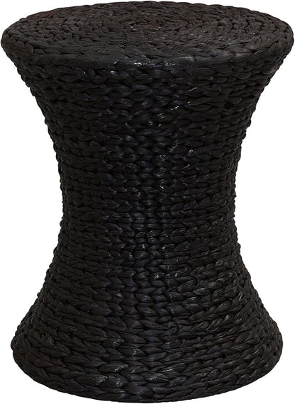 Household Essentials Hourglass Water Hyacinth & Iron Side Table, Stained Brown by HouseholdEssentials