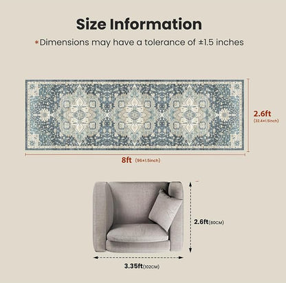 AMADA HOMEFURNISHING 2'6"x8' Washable Area Rug, Low-Profile Entryway Rug - Image 2