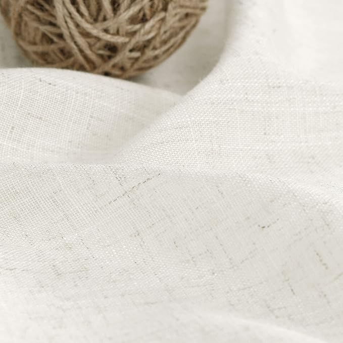 Natural Semi Sheer Kitchen Curtains 36 Inch Length 2 Panel Set Back Tab Pocket - Image 5