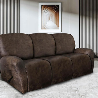 ANARACHON Leather Look Recliner Couch Cover 8-Piece Recliner Sofa Slipcovers 3 - Image 2