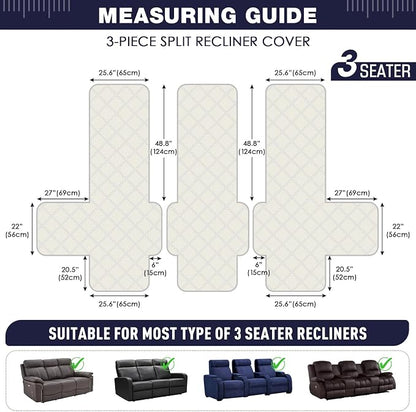 TAOCOCO 100% Waterproof Recliner Sofa Covers 3 Seater, Split Couch Covers - Image 5