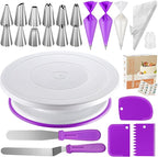 Kootek 71PCs Cake Decorating Kit, Baking Supplies Tools - Includes Cake Stand Turntable, 12 Icing Piping Tips, 2 Frosting Spatulas, 3 Scrapers, 50+2 Piping Bags, Coupler, Video Tutorial, Booklet