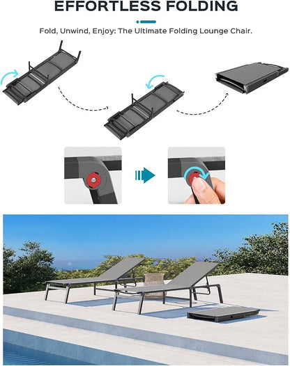 Ciokea Aluminum Foldable Lounge Chairs Set of 4 - Image 6