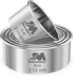 M JNGMEI 4 Pieces Stainless Steel Cookie Cutter Set Biscuit Cutter 2.25inch, 2.75inch, 3.25inch,3.5inch Biscuit Plain Edge Round Cutters Sizes Shape Molds Multiple Sizes