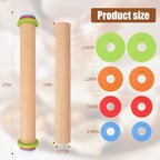 Adjustable Rolling Pin with Thickness Rings -17INCH Wood Dough Roller for Perfect Baking, Fondant & Cookies Ideal Rolling Pin for Dough & Cookie Decorating Supplies
