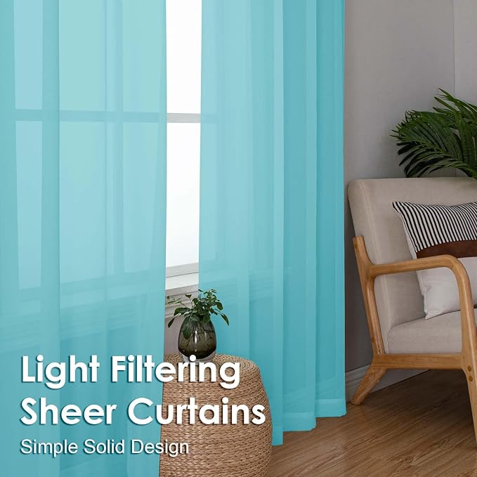 Sheer Curtains 63 inch Length 2 Panels Set - Image 6