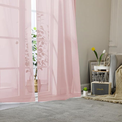 Blush Pink Sheer Curtains 78 Inches Long 2 Panels, Modern Airy Voile Solid - Image 8