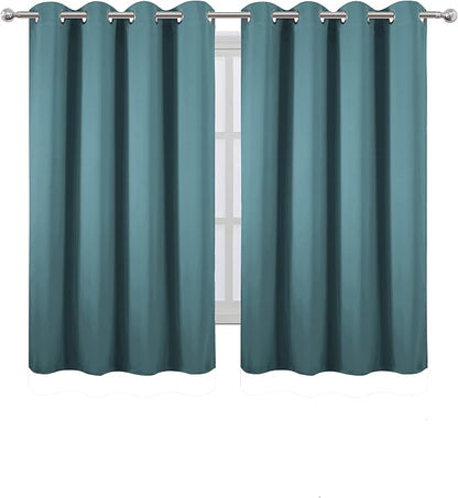 Blackout Curtains 52 x 45 inch/Sea Teal Curtains Set of 2 Panels/Thermal - Image 2