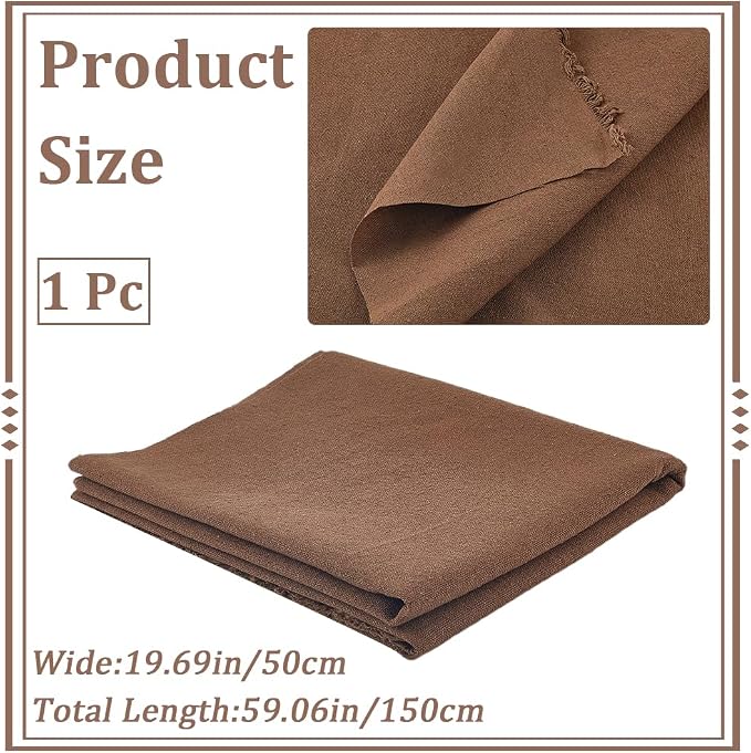 59.06 Inch Coffee Brown Needlework Fabric Natural Cotton Linen Cloth Quilting - Image 2
