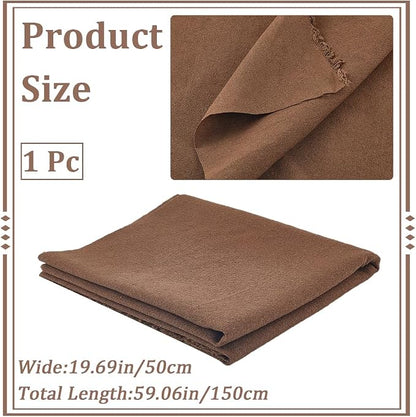 59.06 Inch Coffee Brown Needlework Fabric Natural Cotton Linen Cloth Quilting - Image 2