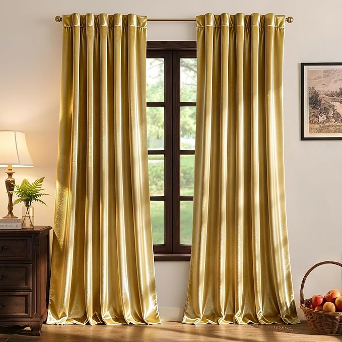 MIULEE Velvet Curtains 52x108 inches 2 Panels Gold Blackout Curtains | Luxury by MIULEE