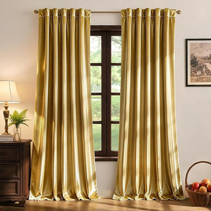 MIULEE Velvet Curtains 52x90 inches 2 Panels Gold Blackout Curtains | Luxury by MIULEE