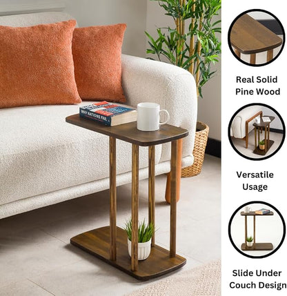 C-Shaped Solid Wood End Table, Side Table - Image 5