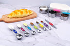 TILUCK measuring cups and magnetic measuring spoons set, stainless steel measuring cups, 6 double-sided stainless steel measuring spoons & 1 leveler (5+7)