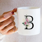 Retreez Initial A-Z Floral Botanical Bouquet Alphabet Monogrammed Monogram Mug 11 Oz Ceramic Tea Coffee Mugs - Appreciation Thank You Wedding Birthday Gifts for her friend coworker sister - B Initial