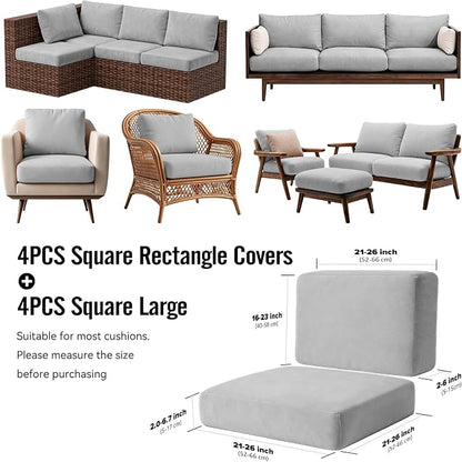 8Pcs Outdoor Cushion Covers, Stretch Patio Furniture Couch Chair Slipcovers | - Image 2
