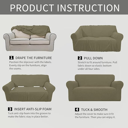 Easy-Going Stretch Oversized Loveseat Couch Covers Washable Khaki | 1-Piece - Image 6