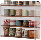 Coffee Mug Holder Wooden Cup Station Organizer 4-Tier Cup Holder for Coffee Bar Mug Display Rack for Countertop Mug Holder Shelf for Home Kitchen Nut Brown