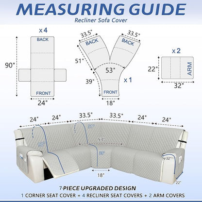 Arfntevss Recliner Sectional Couch Covers 1OO% Waterproof L Shape Sofa Cover - Image 2