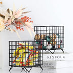 Black Wire Coffee Pod Holder Basket,Large Capacity Metal K Cup Holder Organizer,Storage Basket for Kitchen Countertop Office Coffee Bar Accessories,Creamer and Syrup Organizer