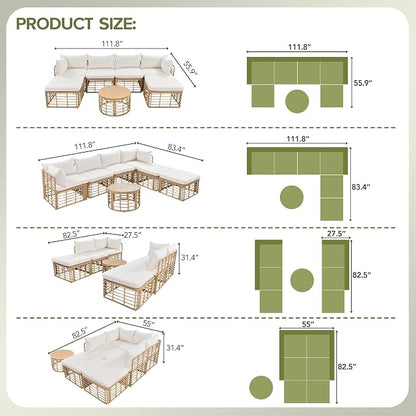 7 Pieces Outdoor Patio Furniture Sectional Sofa Set - Image 4