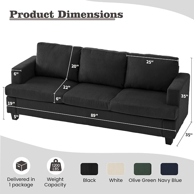 Apicizon Loveseat & 3 Seater Sofa Sets, 2 Piece Modern Sleeper Sofa - Image 2