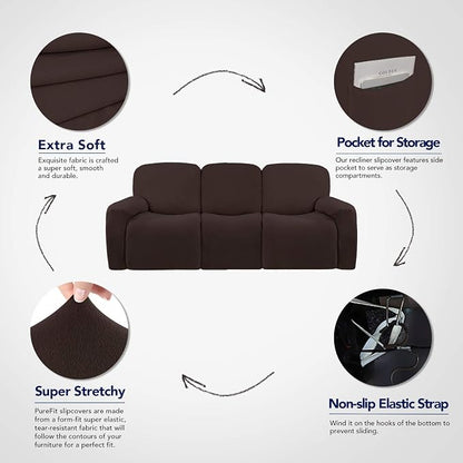 PureFit Super Stretch 3 Seats Recliner Sofa Couch Cover - Image 3