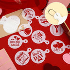 JULBEAR 36 Pieces Reusable Mother's Day Father's Day Cookie Cake Stencils Templates Mold Tools for Mother's Father's Day Birthday Wedding Party Royal Icing Cake Coffee Dessert Decoration Supplies