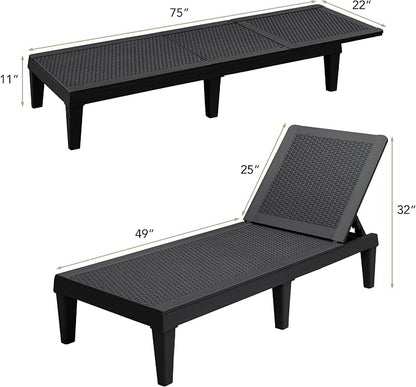 Devoko Outdoor Chaise Lounge Chair Set of 2 - Image 3