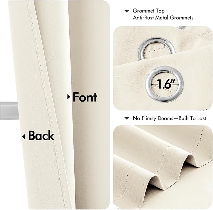 MIULEE Blackout Curtains for Bedroom 2 Panels 40 x 63 Inch Long Birch | Thermal - Image 4