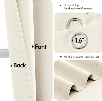 MIULEE Blackout Curtains for Bedroom 2 Panels 40 x 45 Inch Long Birch | Thermal - Image 4