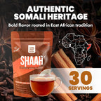 Loose Leaf Chai Black Tea with Ginger, Cardamom & Clove – Spiced African Tea Inspired by Somali Tradition – 4.4oz | Makes 30 Cups | Shaah Organic Tea Blend