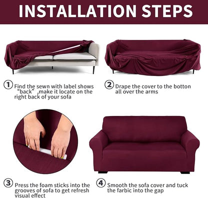 Peryiter 2 Pcs Sofa Covers Couch and Loveseat Covers Set Stretch Sofa Slipcover - Image 3