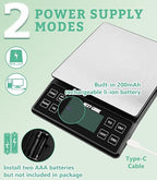 NEXT-SHINE Food Kitchen Scale 11lb 0.1g/0.01oz Precise Graduation, 9 Units Rechargeable Digital Scale Stainless Steel Platform LCD Display