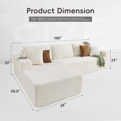 Opiesit 108" Boneless Couches for Living Room, Modular Sectional Sofa - Image 2