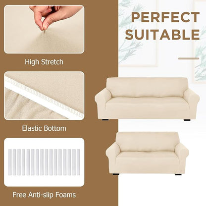 Peryiter 2 Pcs Sofa Covers Couch and Loveseat Covers Set Stretch Sofa Slipcover - Image 4