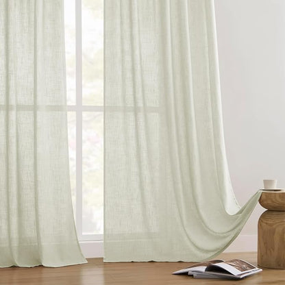 Joydeco Linen Curtains 84 Inch Length 2 Panel Sets, Light Filtering Curtains - Image 8