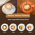 Milk Frothing Pitcher, 350ml/600ml (12oz/20oz) Milk Frother Cup Stainless Steel Jug Steaming Pitcher, Milk Coffee Cappuccino Latte Art Barista Steam Pitchers Milk Jug Cup with 2Pcs Decorating Pen