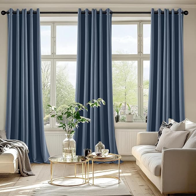 MIULEE Blackout Curtains for Bedroom 2 Panels 40 x 96 Inch Long Stone Blue | - Image 6