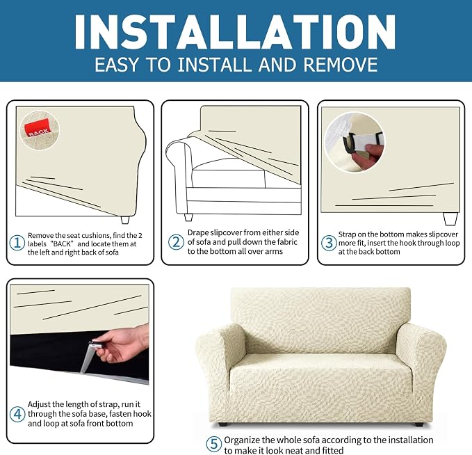 ZNSAYOTX 1 Piece Stretch Sofa Covers - Image 4